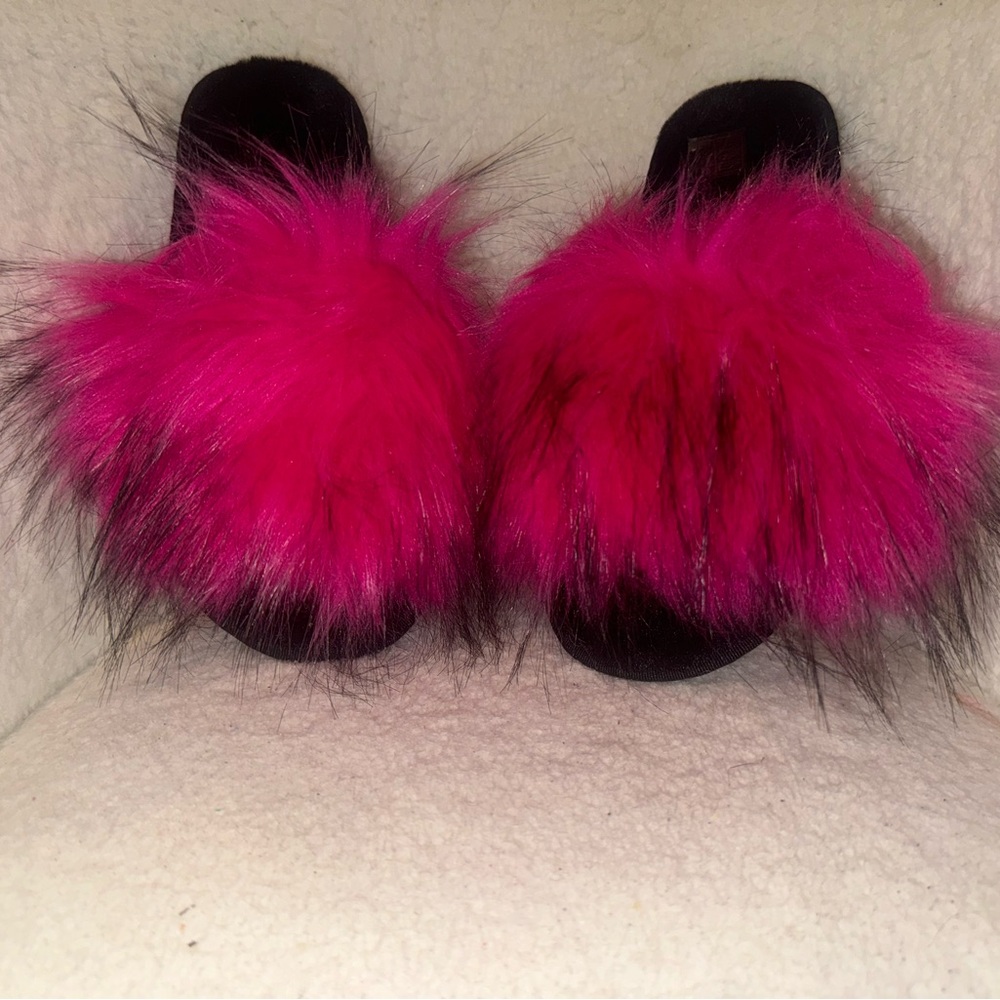 Fuzzy Hot Pink Sandals
